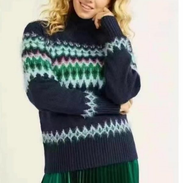 Jacquard Half Turtleneck Sweater