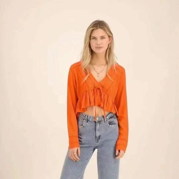 Casual Tie-front Linen Top