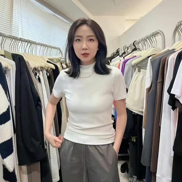 Stand Collar Short Sleeve