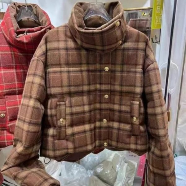 plaid down jacket