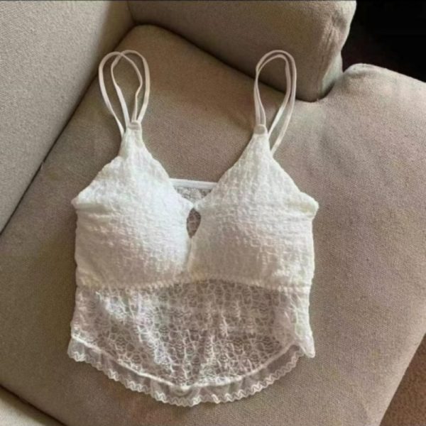 Pure Desire Style Puff Lace Tank Tops