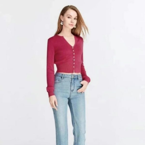 Women's V-neck Knitted Cardigan