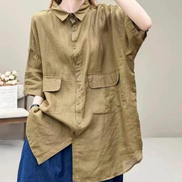 Linen and Cotton Women's Loose Shirt