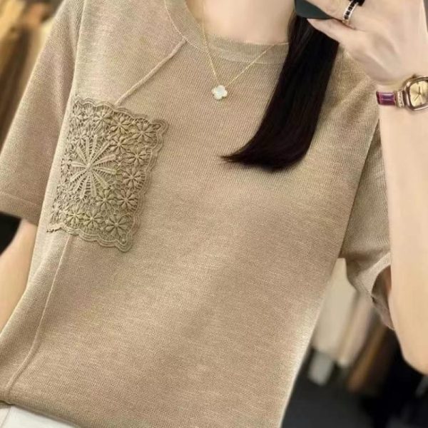 Summer bamboo linen knit short sleeve