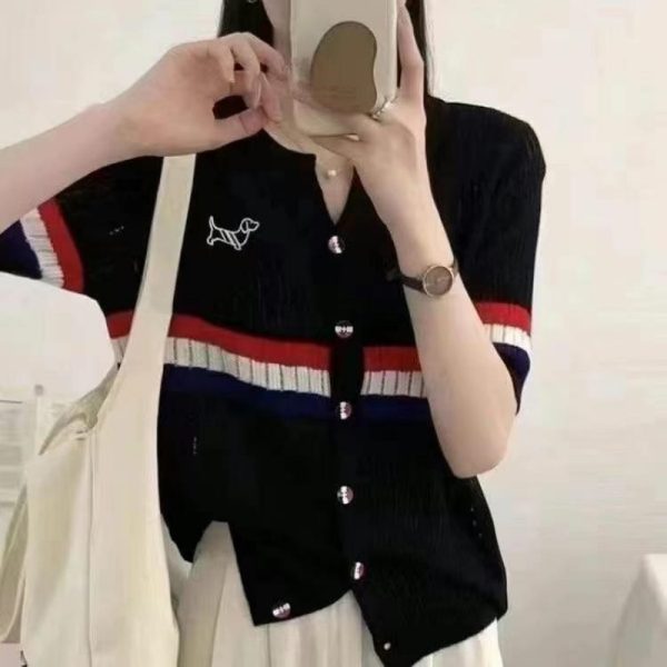 Dog embroidery knit cardigan