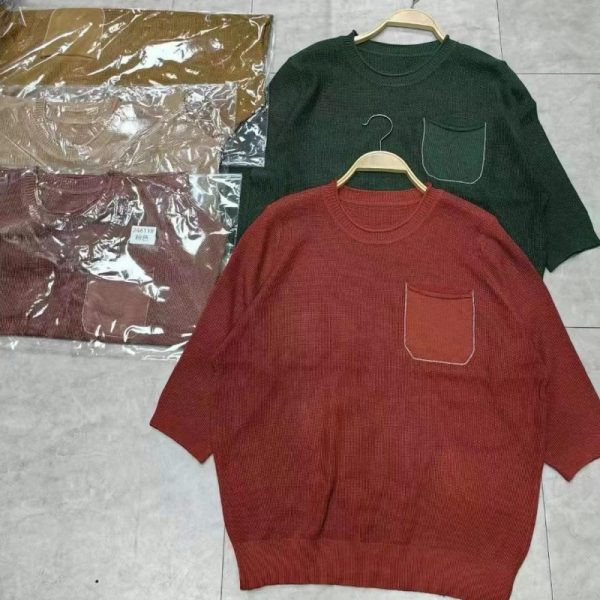 Summer knit three-quarter sleeve top