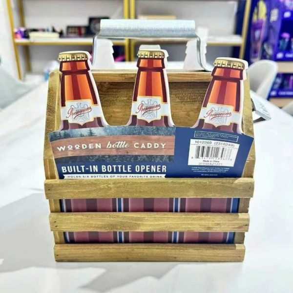 Wooden Beer Carrier with Bottle Opener