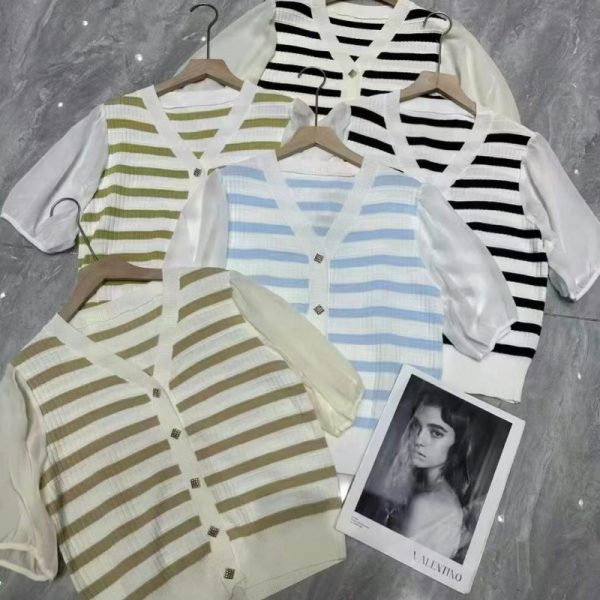 French-style Puff Sleeve Short Cardigan