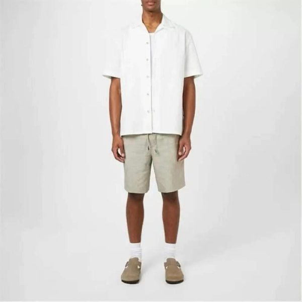 Brand Linen Mid-Length Shorts
