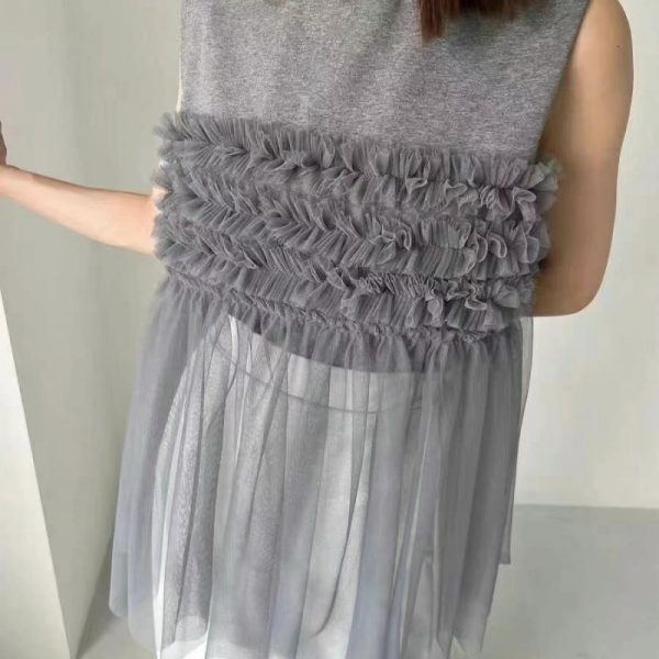FRE sheer ruffle hem stitched skirt