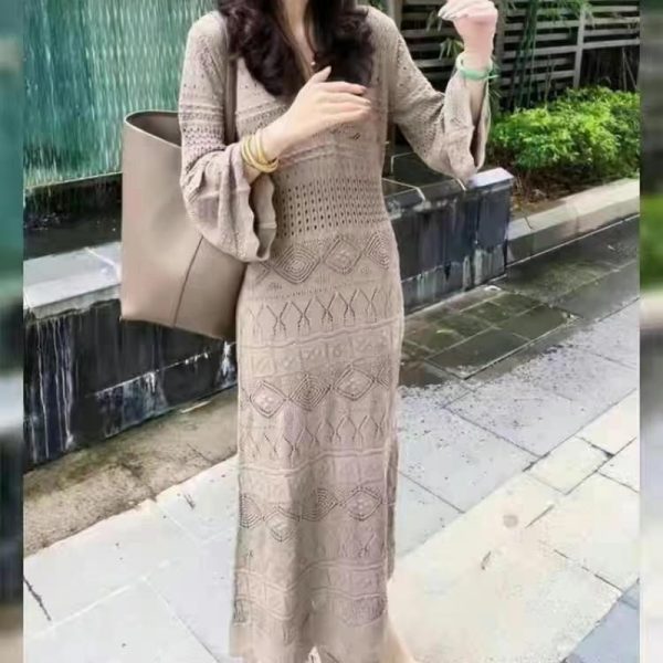 French Style Hollow-Out Knit Dresses