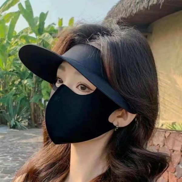 Black Sun Hat + Face Mask Combo