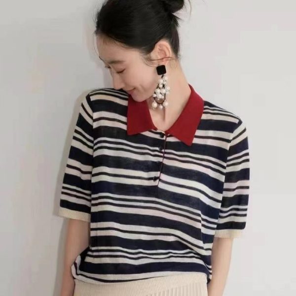 striped short‑sleeve tops