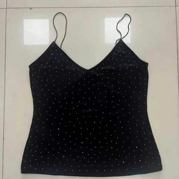 Mng Velvet Rhinestone Tank Tops